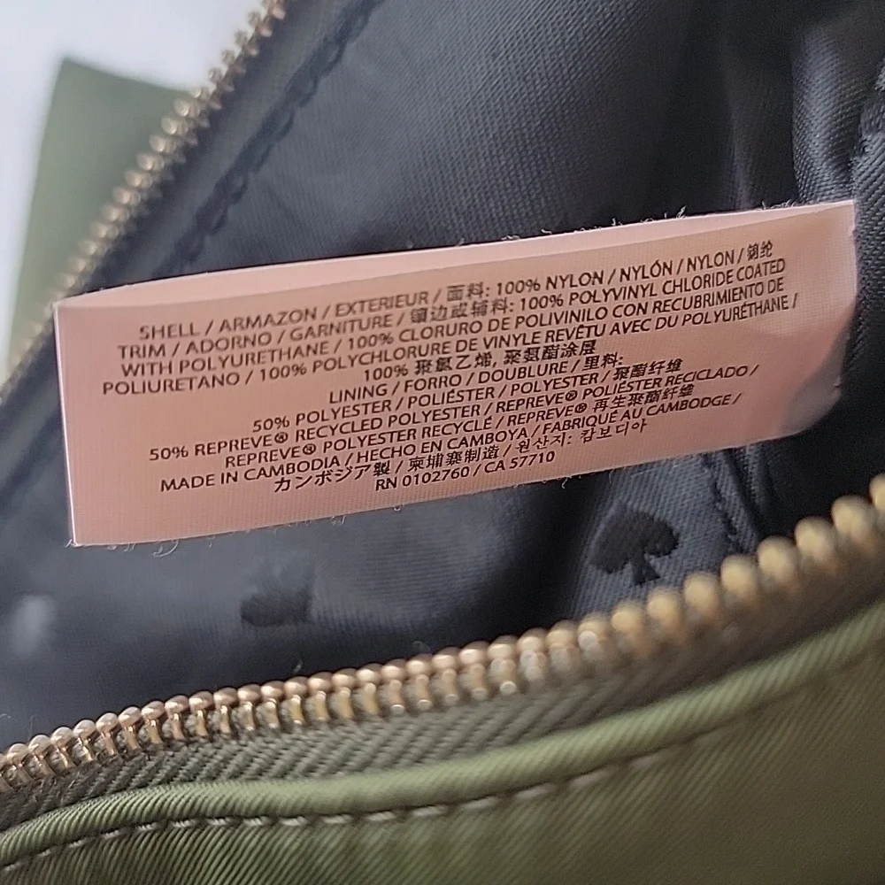 KATE SPADE Dawn Olive Green Nylon Zip Closure‎ Designer Crossbody Shoulder Bag